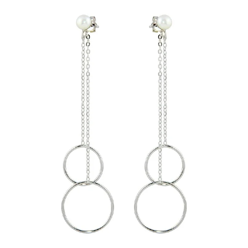 women’s designer earrings -Rhodium Plated 925 Sterling Silver Dangling Front and Back Dangling Earrings - STE01096