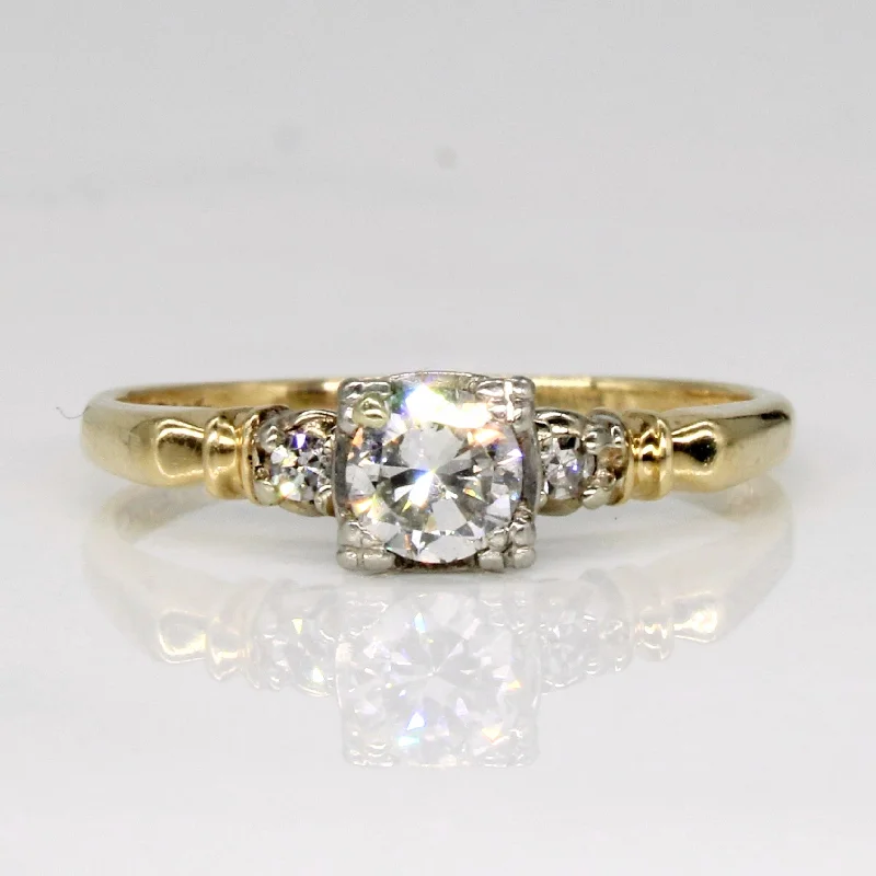 vintage engagement rings for women -Mid Century Vintage Diamond Engagement Ring | 0.33ctw | SZ 6 |