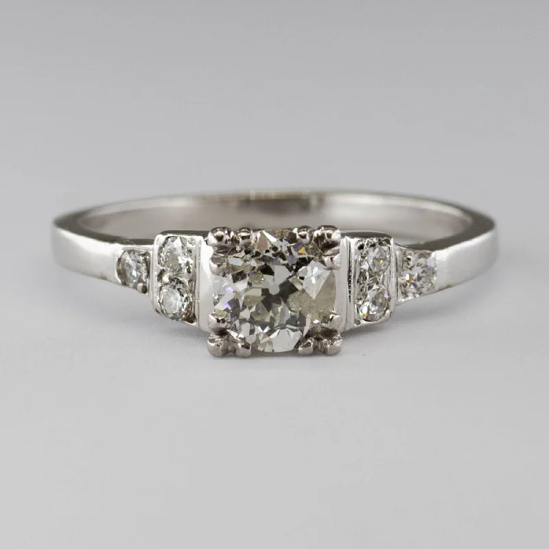 vintage inspired diamond engagement rings -Vintage Diamond Engagement Ring | 0.67ctw | SZ 7 |