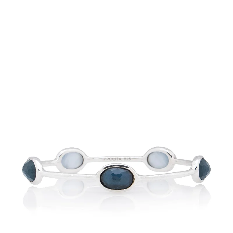 Ippolita Sterling Silver Mother of Pearl Quartz Rock Candy 5-Stone Bangle