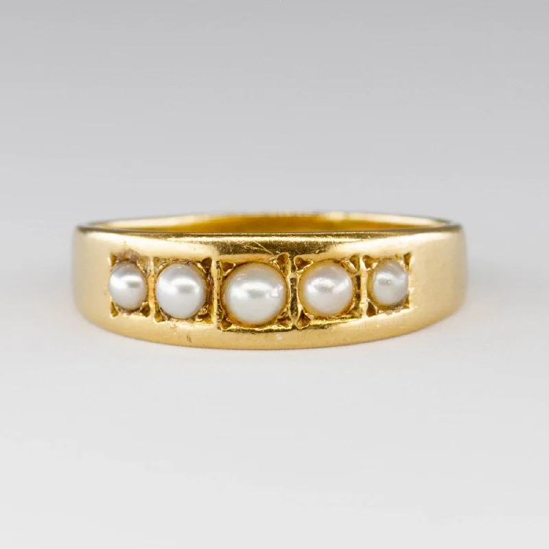 Vintage Victorian London Five Pearl Ring | SZ 8