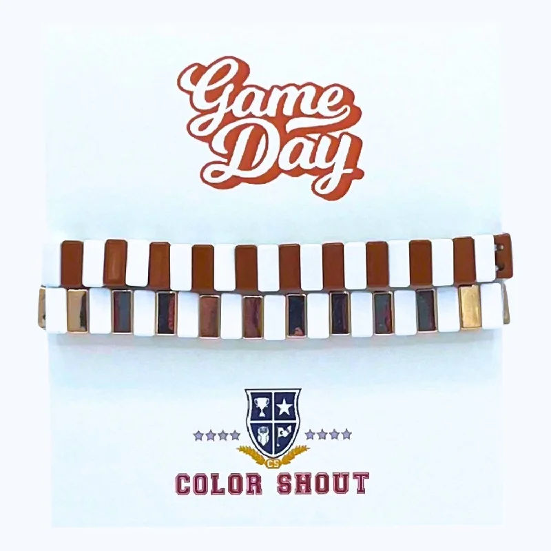 Unisex - Game Day: Team Colors Enamel Tile Double Stack Bracelet In Crimson/gold