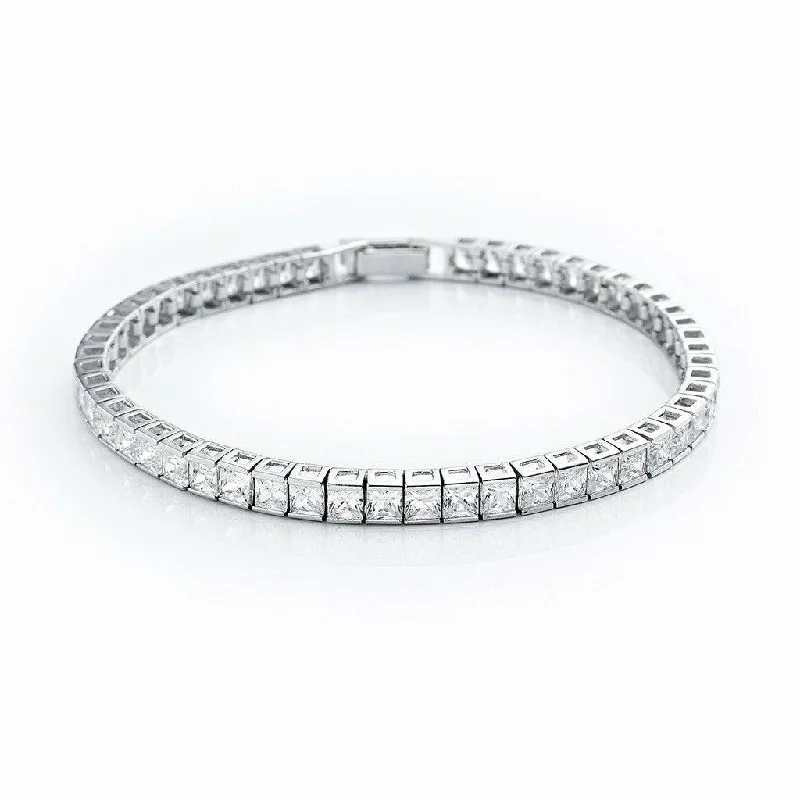 CRISLU Classic Princess Clear  CZ Tennis Bracelet- 9.75 cttw