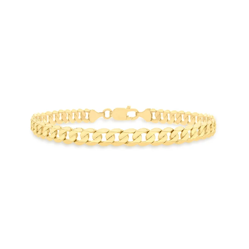 9K Yellow Gold 160 Flat DC Curb Chain Bracelet/ 8'