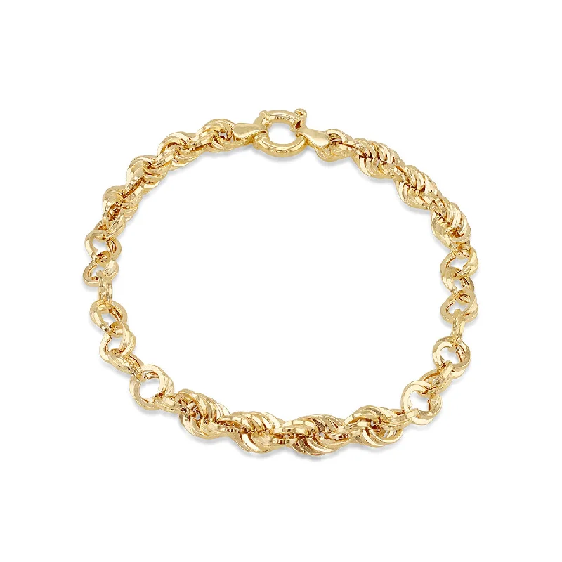 9K Yellow Gold Fancy Rope Link Bracelet