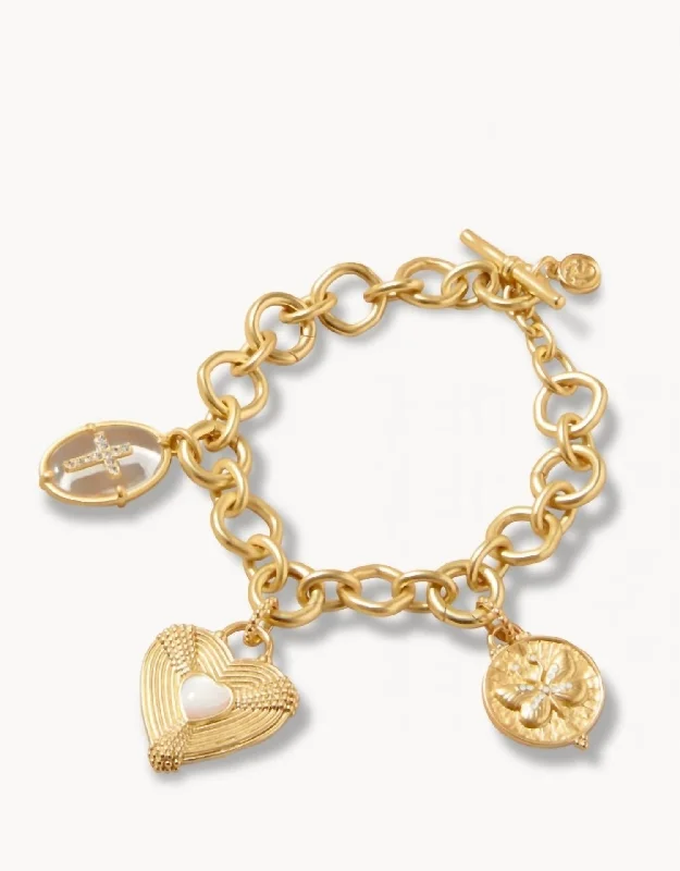 Women's Faith Hope Love Charm Bracelet In Gold