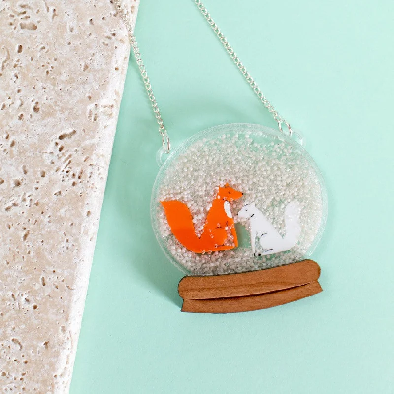 minimalist necklaces for women -Fox Tales Snowglobe Necklace