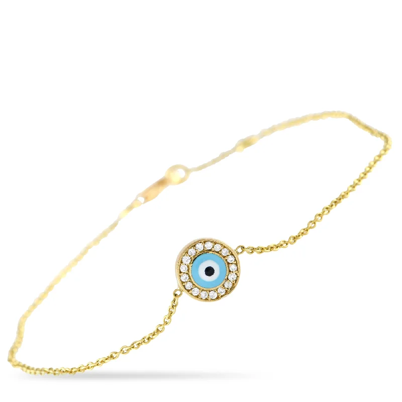 Aaron Basha 18K Yellow Gold Diamond and Enamel Evil Eye Bracelet AB27-111824