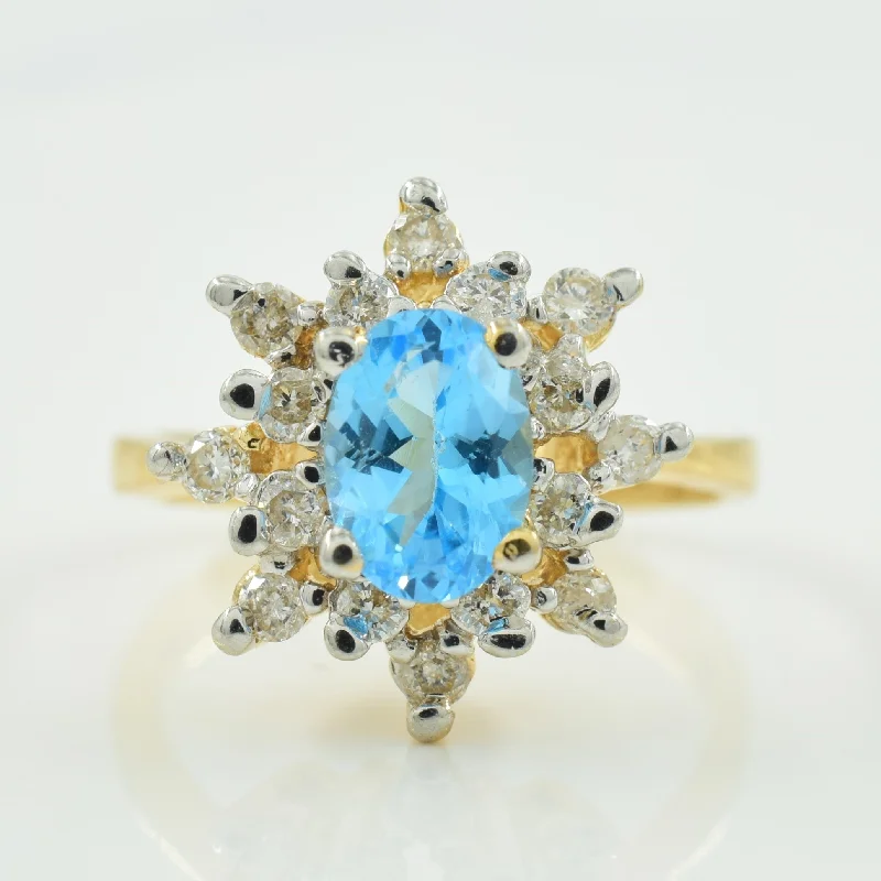 Blue Topaz & Diamond Ring | 1.16ct, 0.28ctw | SZ 4.75 |