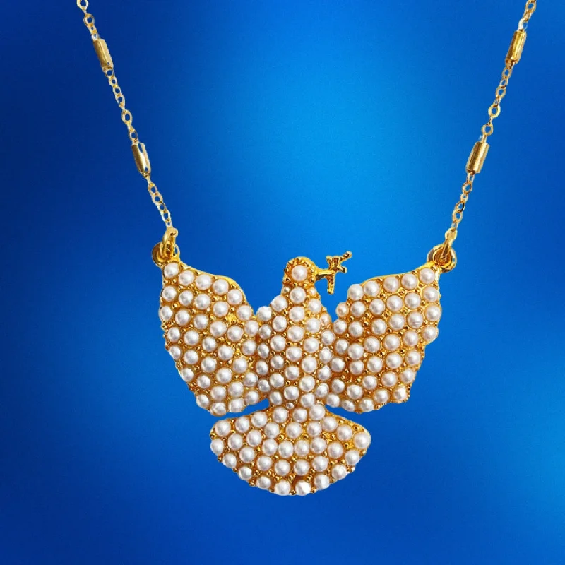 luxury pendant necklaces for women -Faux Pearl Dove Necklace