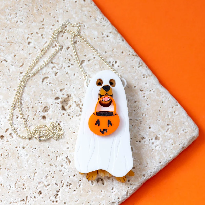 luxury necklaces for women -Golden Retriever Ghost Costume Necklace