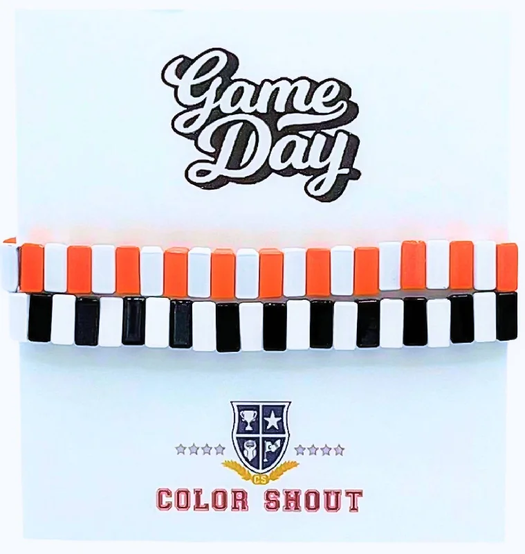 Unisex - Game Day: Team Colors Enamel Tile Double Stack Bracelet In Orange/black