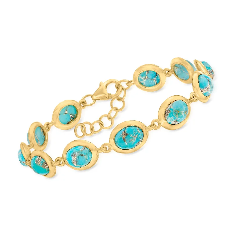 Ross-Simons Turquoise Bracelet in 18kt Gold Over Sterling