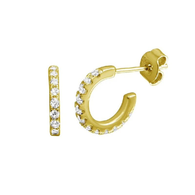 handmade earrings for women -Gold Plated 925 Sterling Silver huggie hoop Earring with CZ - STE01173GP