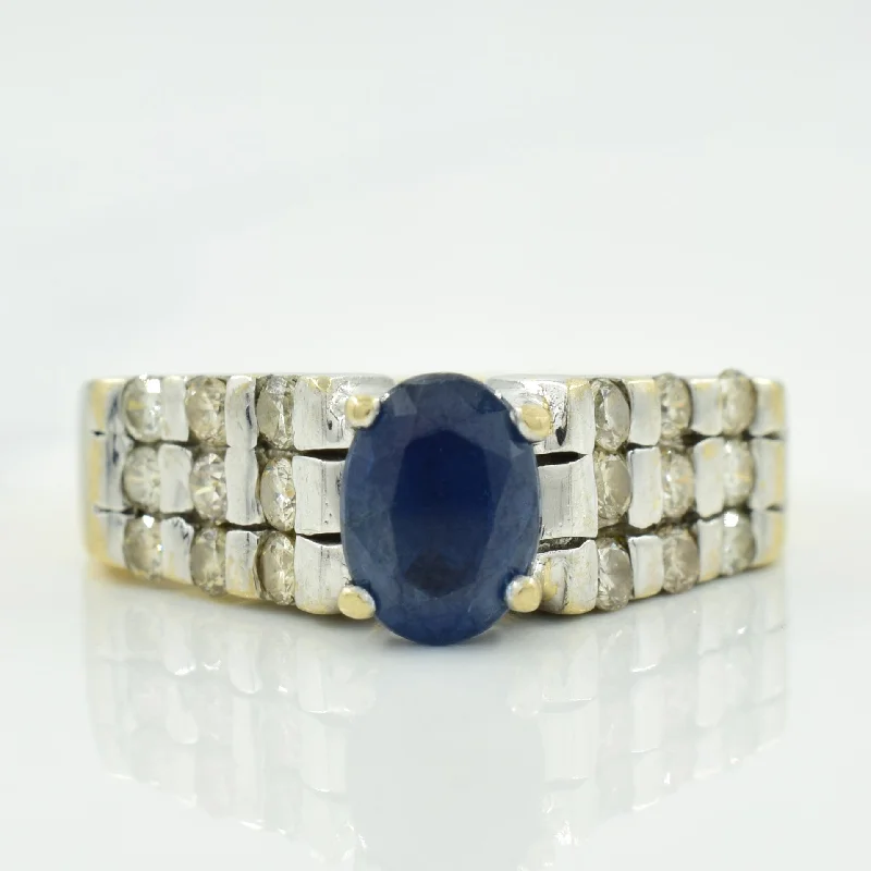 Blue Sapphire & Diamond Ring | 1.30ct, 0.53ctw | SZ 7.5 |