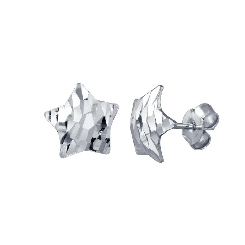 statement earrings for women -Rhodium Plated 925 Sterling Silver DC Star Stud Earrings - ECE00061RH