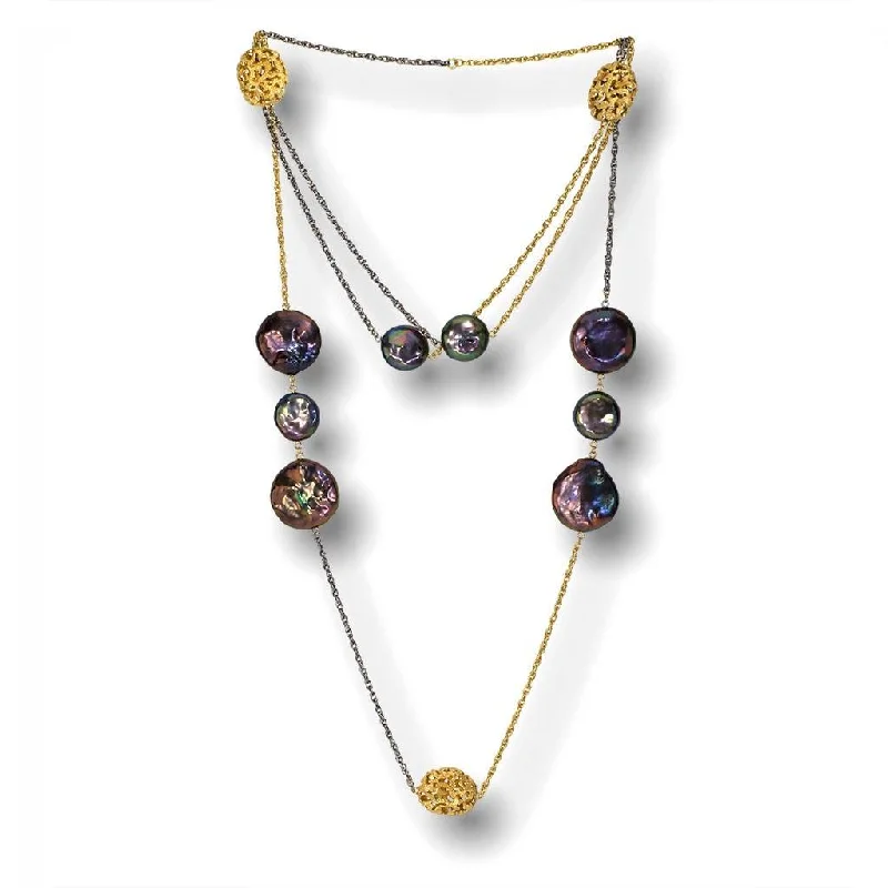 unique necklaces for women -14 Karat Yellow Gold Moneta Necklace with Coin Pearl