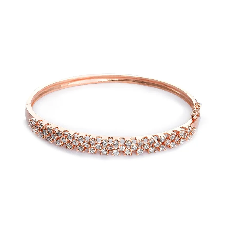 Women Rose Gold  White American Diamond Rose Gold-plated Bangle-style Bracelet