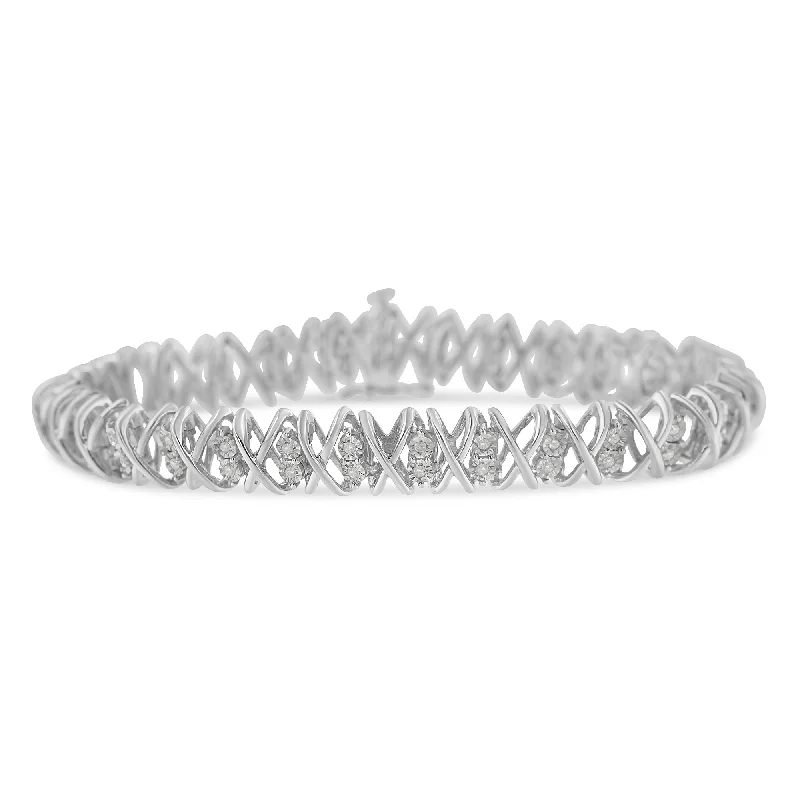 Sterling Silver rose-cut Diamond X-Link Bracelet