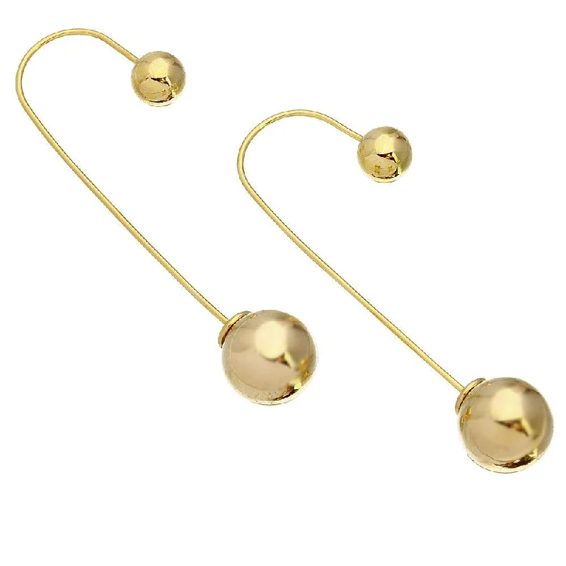 creative earrings for women -Gold Plated 925 Sterling Silver Hanging Beaded Hook Earrings - STE01081GP