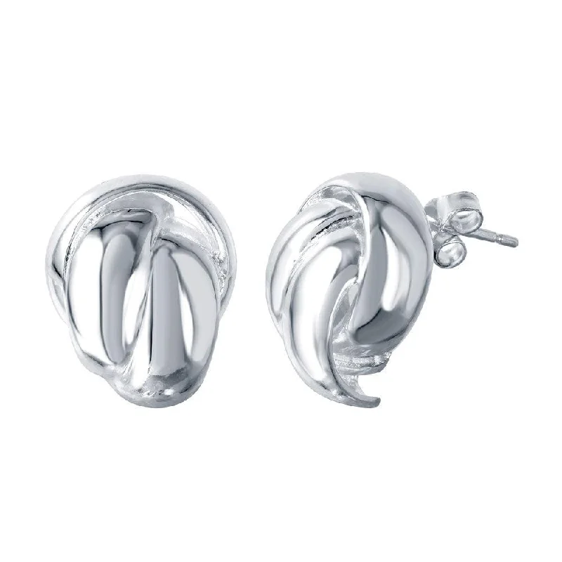 vintage-inspired earrings for women -Silver 925 Rhodium Plated Overlapping Stud Earrings - STE00740