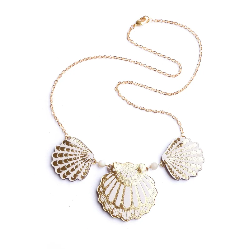 personalized birthstone necklaces for women -SEA SHELL TRIO . necklace