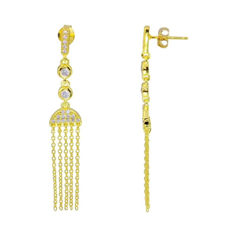 butterfly earrings for women -Gold Plated 925 Sterling Silver Drop Tassel Earrings - BGE00560