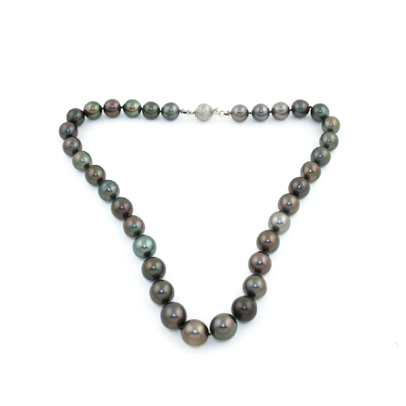 trendy necklaces for women -10mm Natural Tahitian Black Pearl Necklace