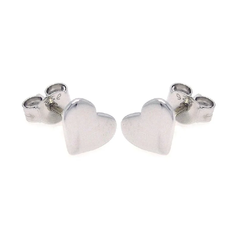 drop earrings for women -Silver 925 Rhodium Plated Heart Stud Earrings - STE00762