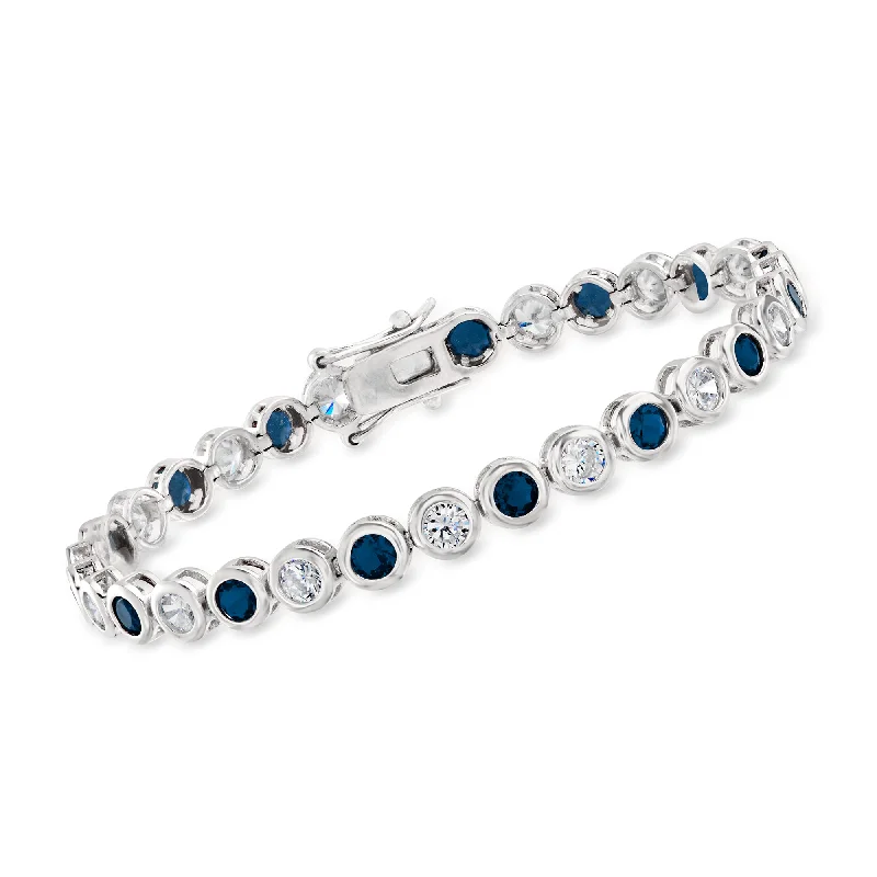 Ross-Simons CZ and Simulated Ruby Bezel-Set Tennis Bracelet