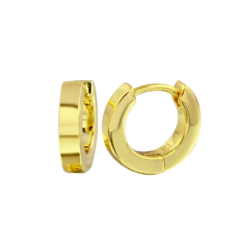 gemstone earrings for women -Gold Plated 925 Sterling Silver CZ huggie hoop Earring - STE01267GP