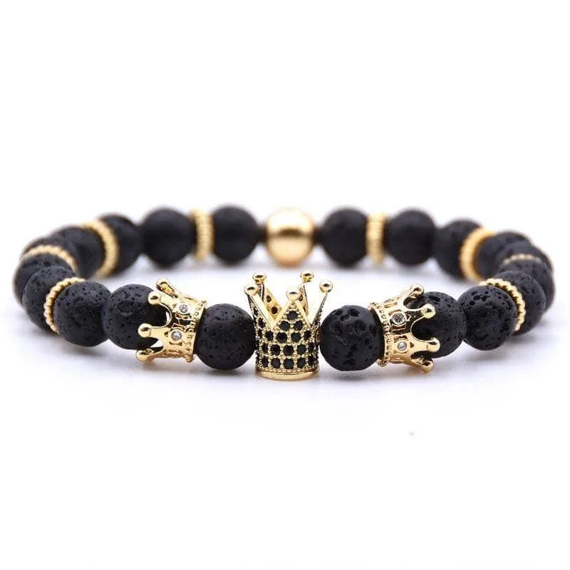 Volcanic Stone Crown Bead Bracelet