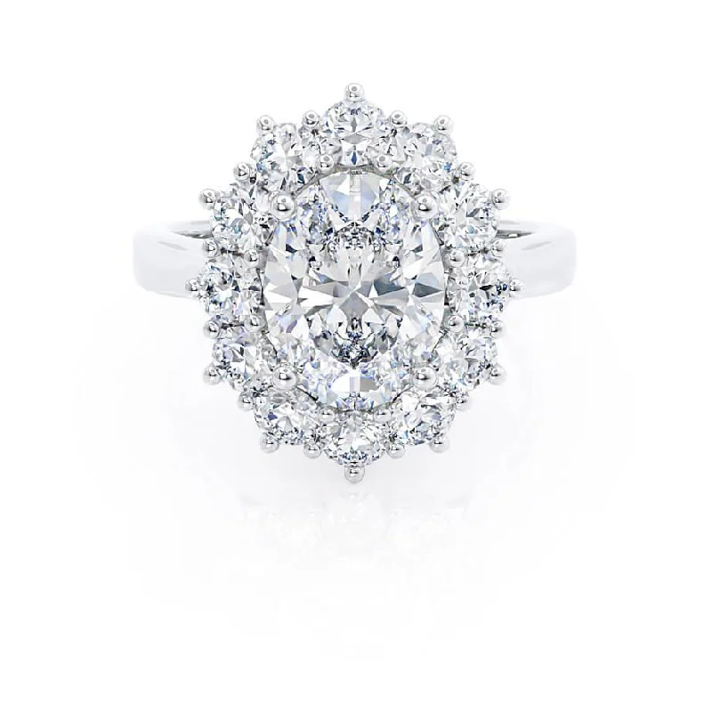 vintage-inspired engagement rings -2.10 CT Oval Shaped Moissanite Halo Style Engagement Ring