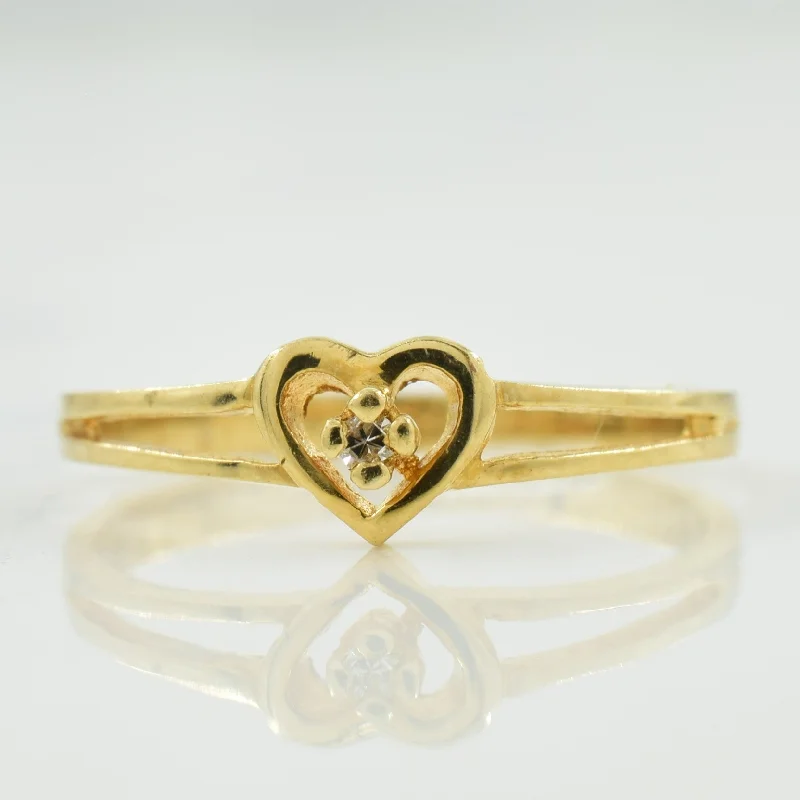 Single Stone Diamond Heart Ring | 0.01ct | SZ 5.25 |