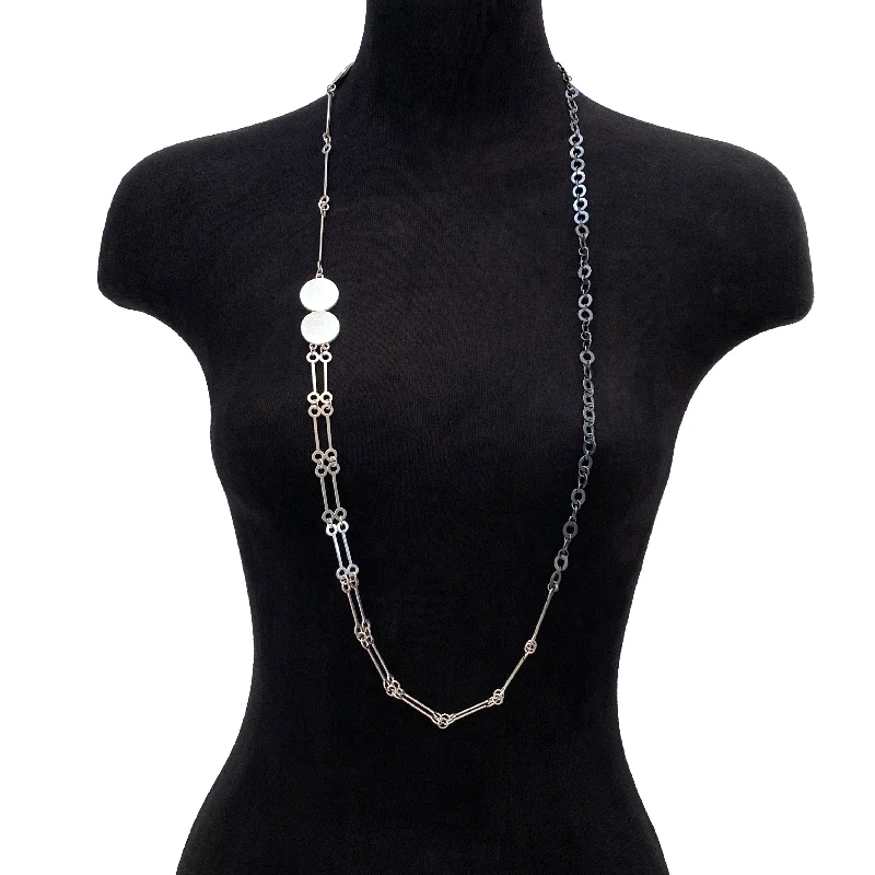 simple necklaces for women -Oxidized Double Chain Link Necklace