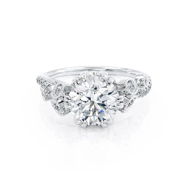 timeless engagement rings for women -1.50 CT Round Shaped Moissanite Cluster Style Engagement Ring