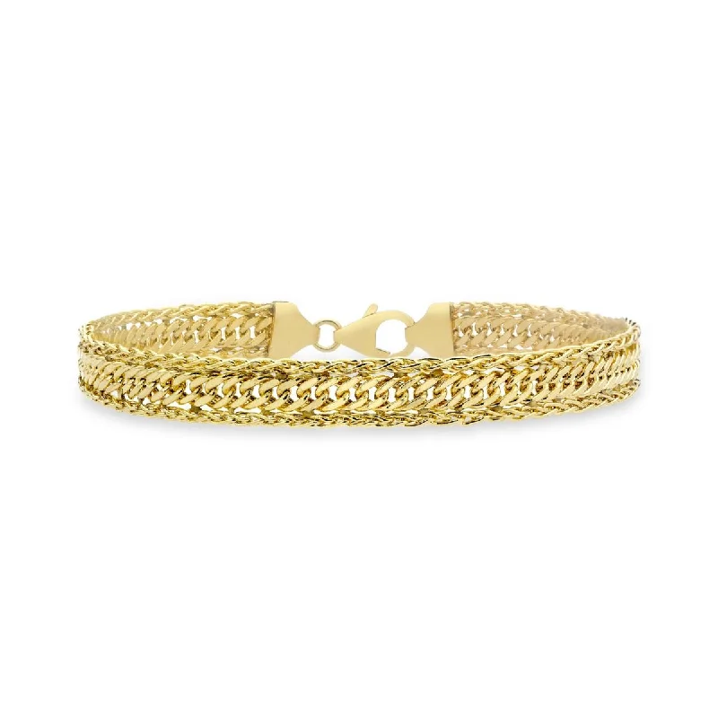 9K Yellow Gold Diamond Cut Curb Spiga Bracelet 7"