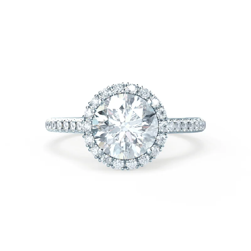 engagement rings with natural stones -1.0 CT Round Shaped Moissanite Halo Style Engagement Ring