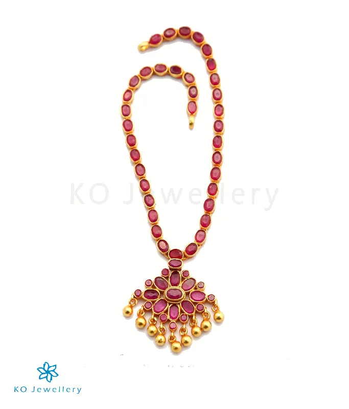 sparkling crystal necklaces for women -The Rohita Silver Kempu Necklace