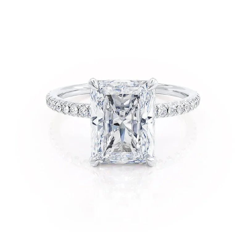 sapphire engagement rings -1.80 CT Radiant Shaped Moissanite Hidden Halo Style Engagement Ring