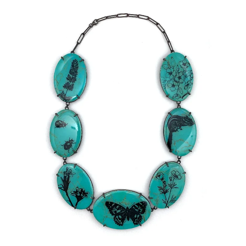 adjustable necklaces for women -Turquoise and Onyx Reversible Necklace