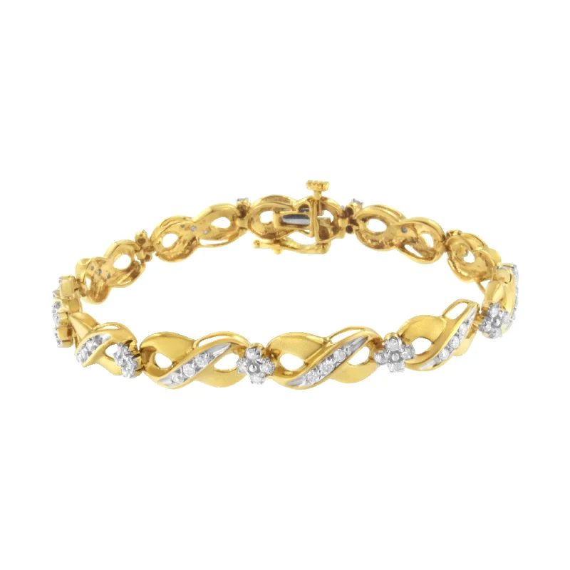 10K Yellow Gold Round-Cut Diamond Infinite Love Bracelet