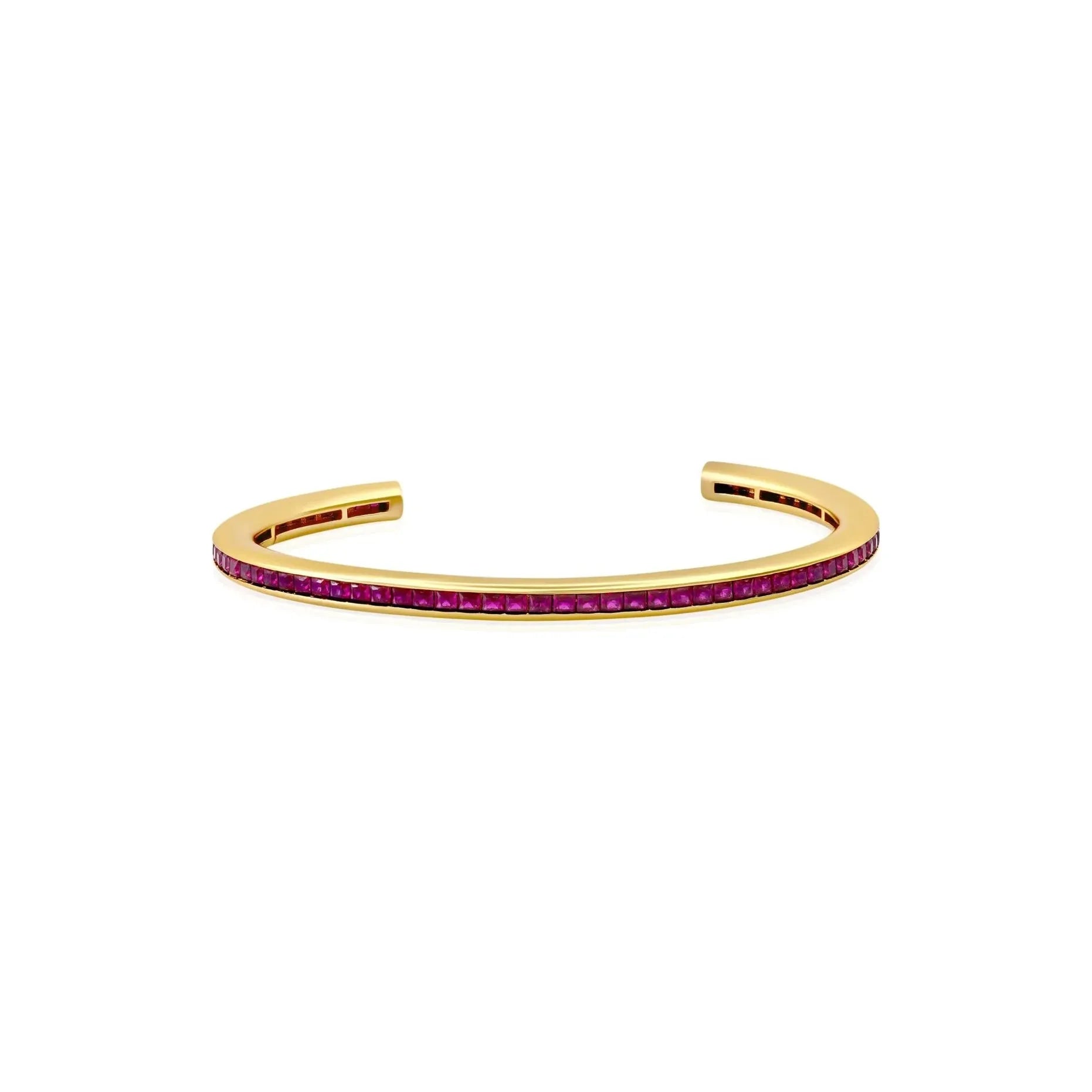 CRISLU Princess Cut Cuff Ruby Cubic Zirconia Bracelet