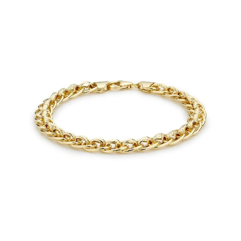 9K Yellow Gold 7mm Textured. Rollerball Bracelet