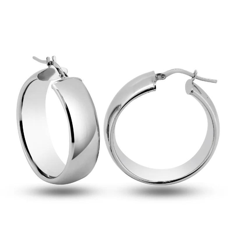 women’s designer earrings -925 Sterling Silver High Polished Sterling Silver 9mm Hoop Earrings - ARE00035RH