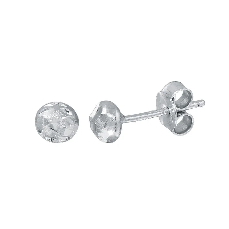 affordable diamond earrings for women -Rhodium Plated 925 Sterling Silver DC Bead Stud Earrings - ECE00059RH