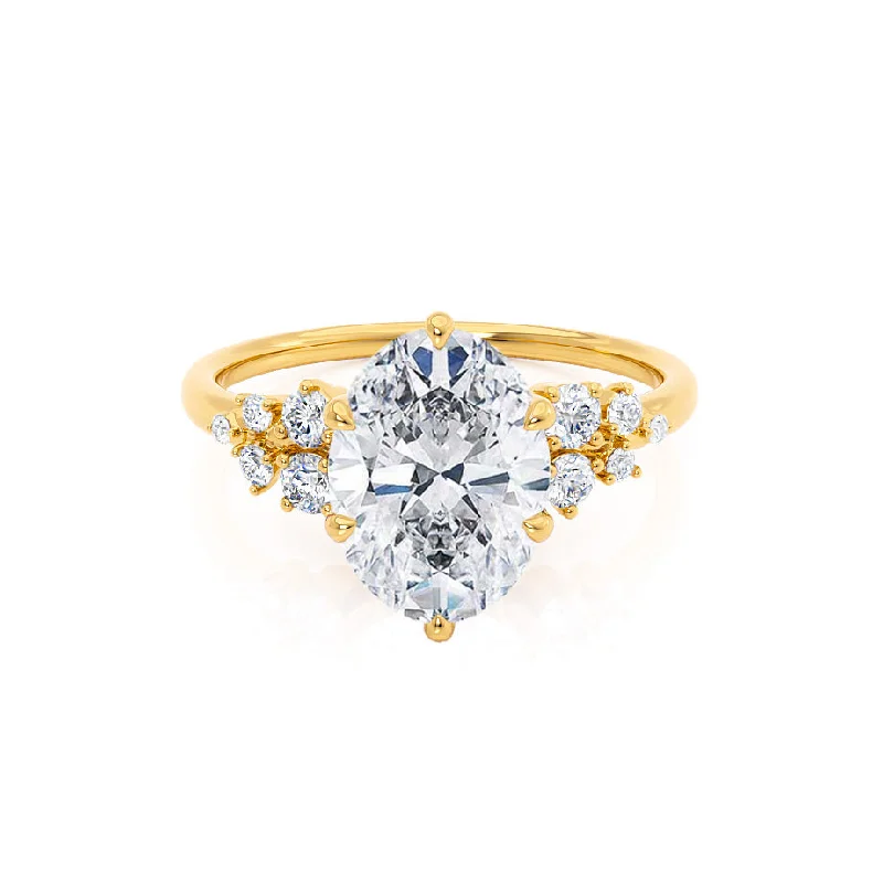 women’s stackable engagement rings -2.52 CT Oval Shaped Moissanite Cluster Style Engagement Ring