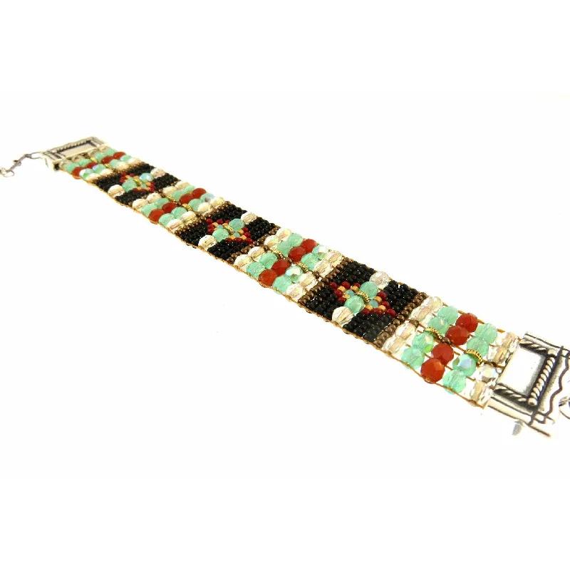 Chili Rose  "Pacific Jet Square Pillows" Silver Tip  Bracelet