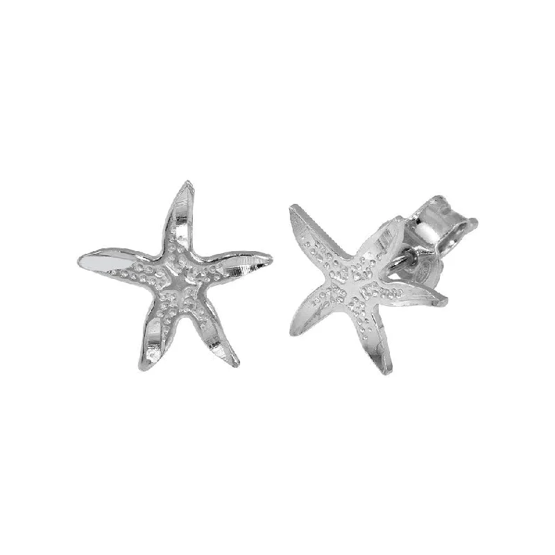 dangle earrings for women -Rhodium Plated 925 Sterling Silver DC Starfish Earrings - ECE00044RH