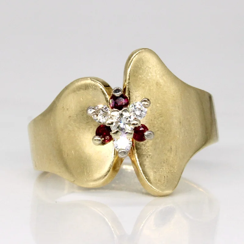 Abstract Diamond & Ruby Cluster Ring | 0.09ctw, 0.07ctw | SZ 7.5 |